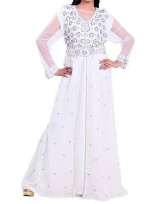 white georgette farasha with zari and stone work farasha 1