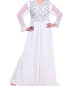 white georgette farasha with zari and stone work farasha