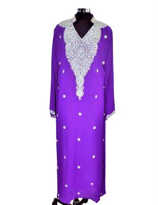 purple georgette farasha with zari and stone work farasha 1