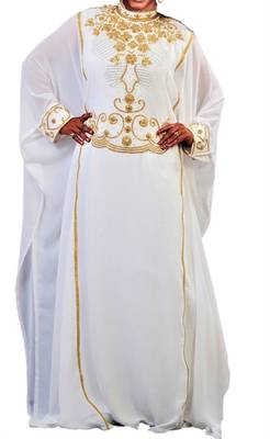 white georgette farasha with zari and stone work farasha 1
