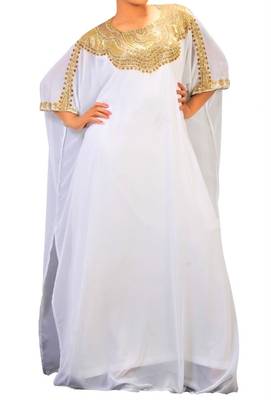white georgette farasha with zari and stone work farasha 1