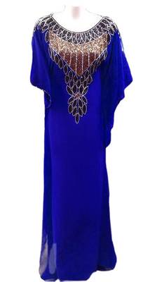 blue georgette farasha with zari and stone work farasha 1