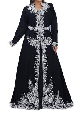 black georgette kaftan with zari and stone work islamic-kaftan 1