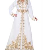 white georgette kaftan with zari and stone work islamic-kaftan