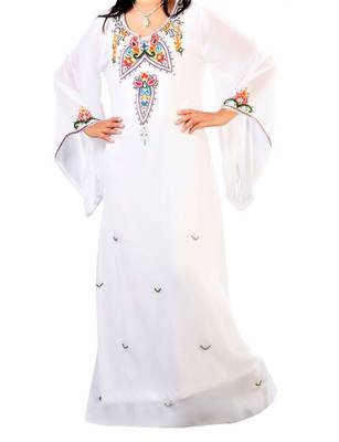 white georgette farasha with zari and stone work farasha 1