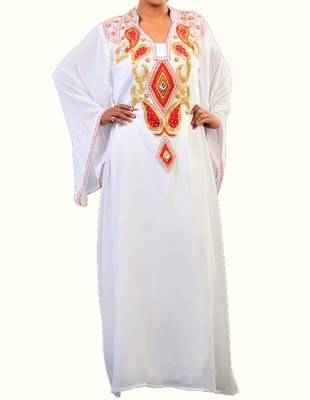 white georgette farasha with zari and stone work farasha 1