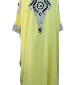 yellow georgette farasha with zari and stone work farasha
