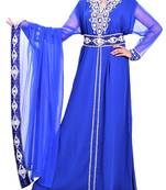blue georgette farasha with zari and stone work farasha