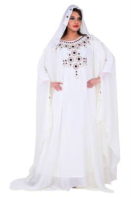 white georgette farasha with zari and stone work farasha 1