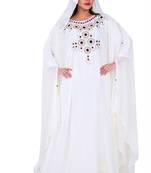 white georgette farasha with zari and stone work farasha
