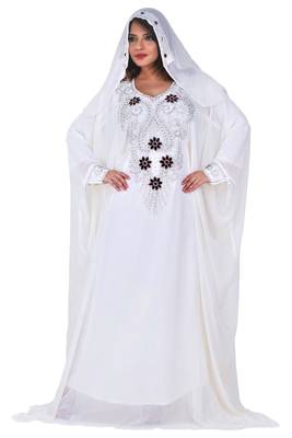 white georgette farasha with zari and stone work farasha 1