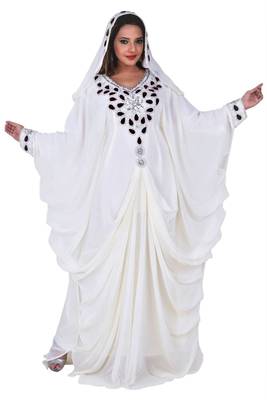 white georgette farasha with zari and stone work farasha 1
