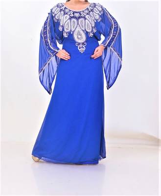 blue georgette farasha with zari and stone work farasha 1