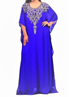 blue georgette farasha with zari and stone work farasha 1