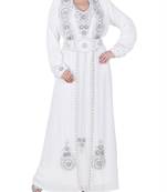 white georgette kaftan with zari and stone work islamic-kaftan