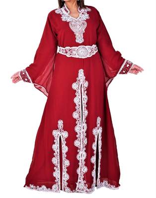 maroon georgette kaftan with zari and stone work islamic-kaftan 1