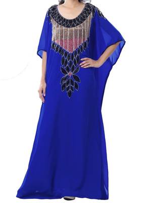 blue georgette farasha with zari and stone work farasha 1