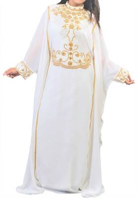 white georgette farasha with zari and stone work farasha 1