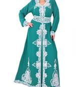 sea green georgette kaftan with zari and stone work islamic-kaftan