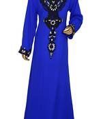 Royal Blue Embroidered Crystal & Beads Embellished Traditional Chiffon Kaftan Gown
