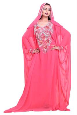 pink georgette farasha with zari and stone work farasha 1