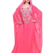 pink georgette farasha with zari and stone work farasha