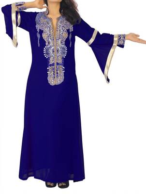 blue georgette farasha with zari and stone work farasha 1