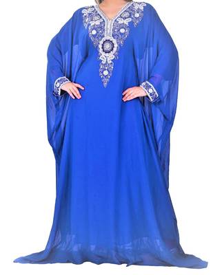 blue georgette farasha with zari and stone work farasha 1
