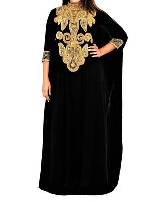 black georgette farasha with zari and stone work farasha 1