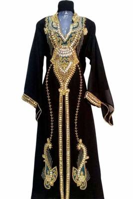 black georgette kaftan with zari and stone work islamic-kaftan 1