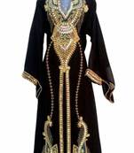 black georgette kaftan with zari and stone work islamic-kaftan