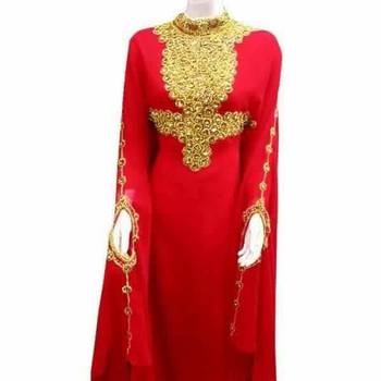 red georgette farasha with zari and stone work farasha 1