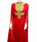 red georgette farasha with zari and stone work farasha