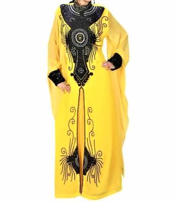 yellow georgette kaftan with zari and stone work islamic-kaftan 1