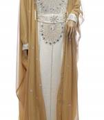 beige and white georgette kaftan with zari and stone work islamic-kaftan