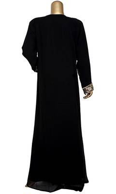 Black Embroidered Crystal & Beads Embellished Traditional Chiffon Kaftan Gown 4