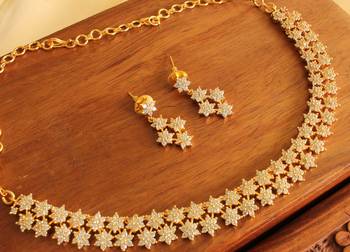  Beautiful Cz Floral Designer Necklace Set  1