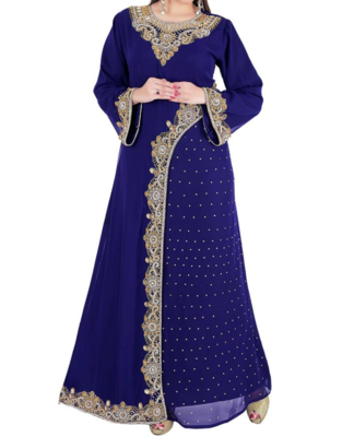 Royal blue georgette embriodery islamic kaftans 1