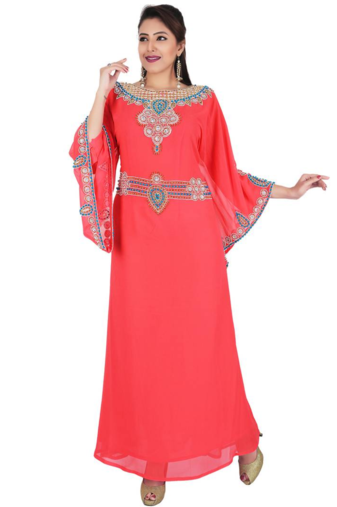 Tomato georgette embriodery islamic kaftans