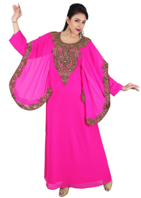 Pink georgette embriodery islamic kaftans 1