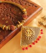 Beautiful Maroon Ganesha Necklace Set