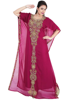 Magenta georgette embriodery islamic kaftans 1