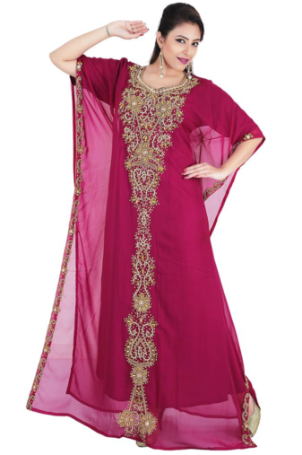 Magenta georgette embriodery islamic kaftans