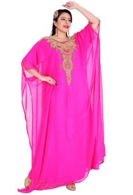 Pink georgette embriodery islamic kaftans 1