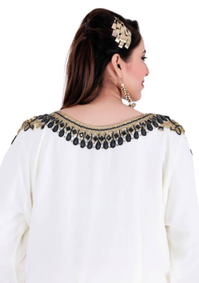 White georgette embroidery islamic kaftans 2