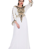 White georgette embroidery islamic kaftans