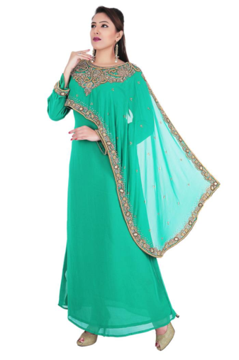 Pista georgette embriodery islamic kaftans