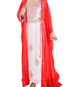 Inner cream jakcet red georgette embriodery islamic kaftans