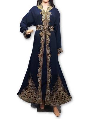 Navy blue georgette embriodery islamic kaftans 1