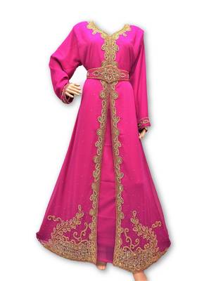 Pink georgette embriodery islamic kaftans 1